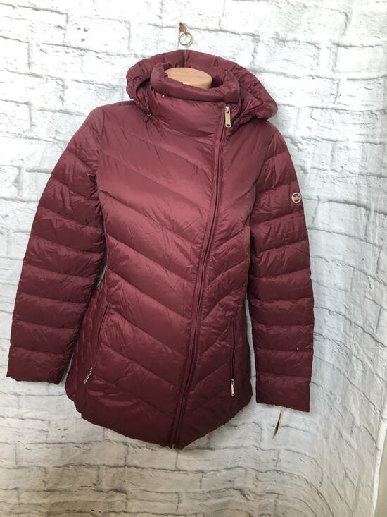 Michael Kors Jackets & Blazers - Michael Kors Women's M Burgundy Packable Down Removable Hooded Puffer Jacket